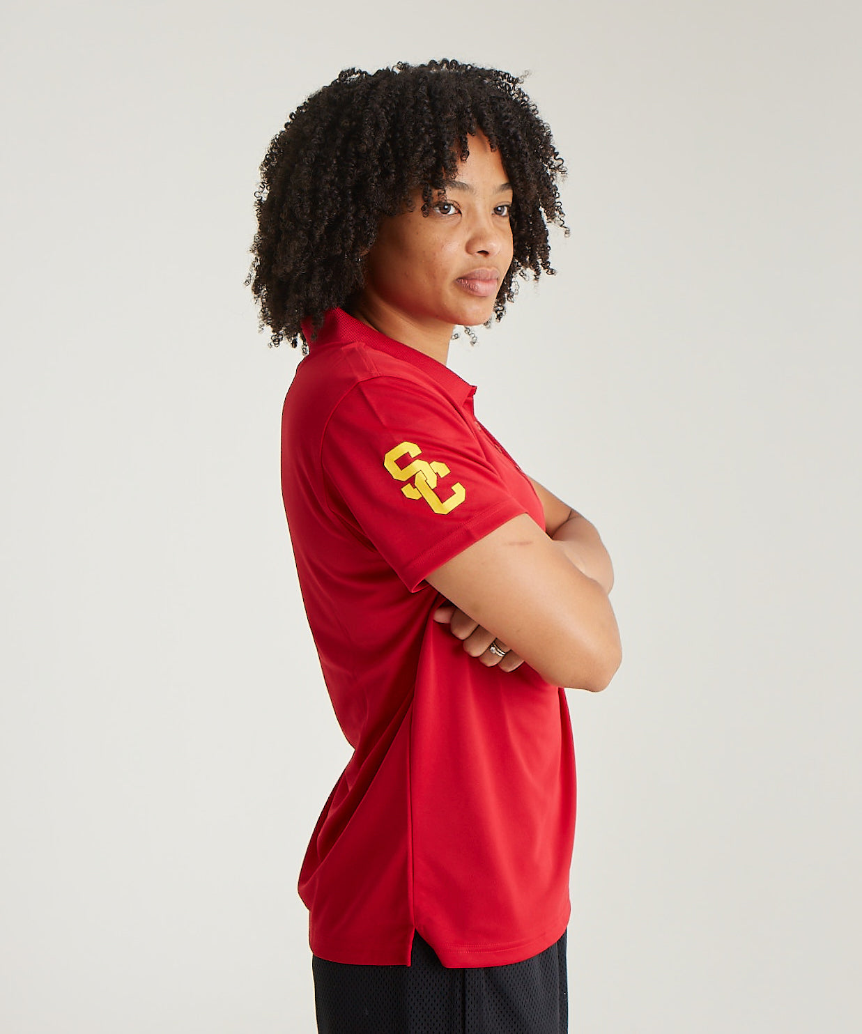 Logo Athletic Ladies Fit Polo Cardinal