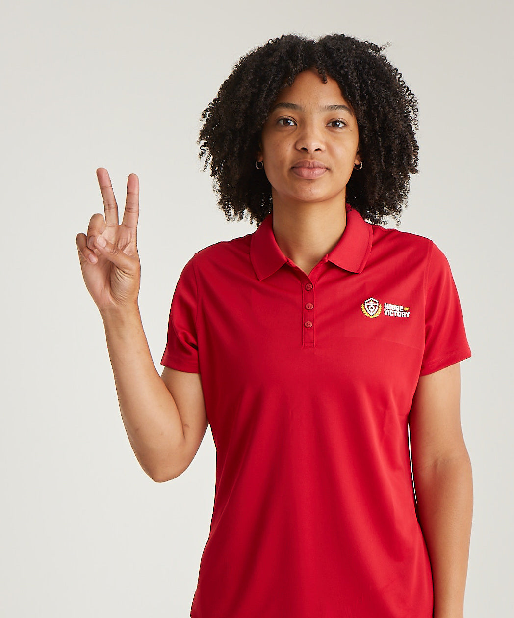 Logo Athletic Ladies Fit Polo Cardinal