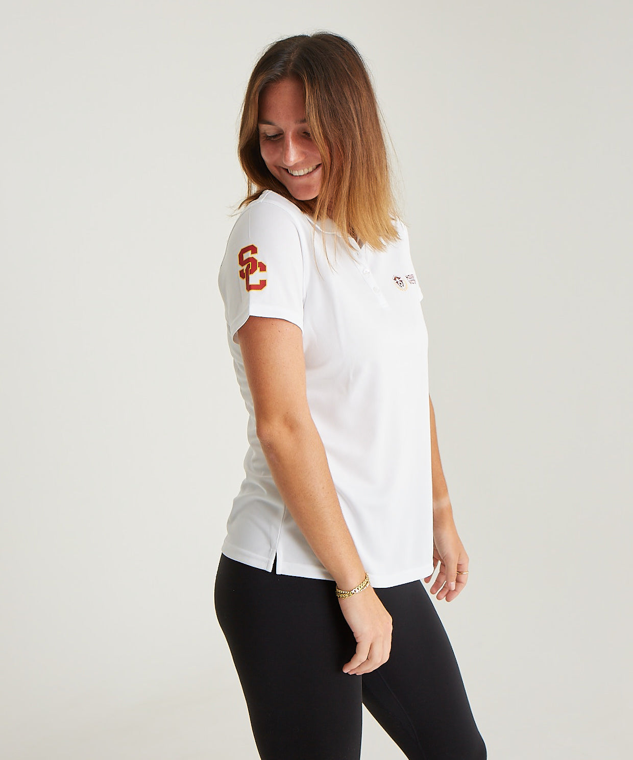 Logo Athletic Ladies Fit Polo White