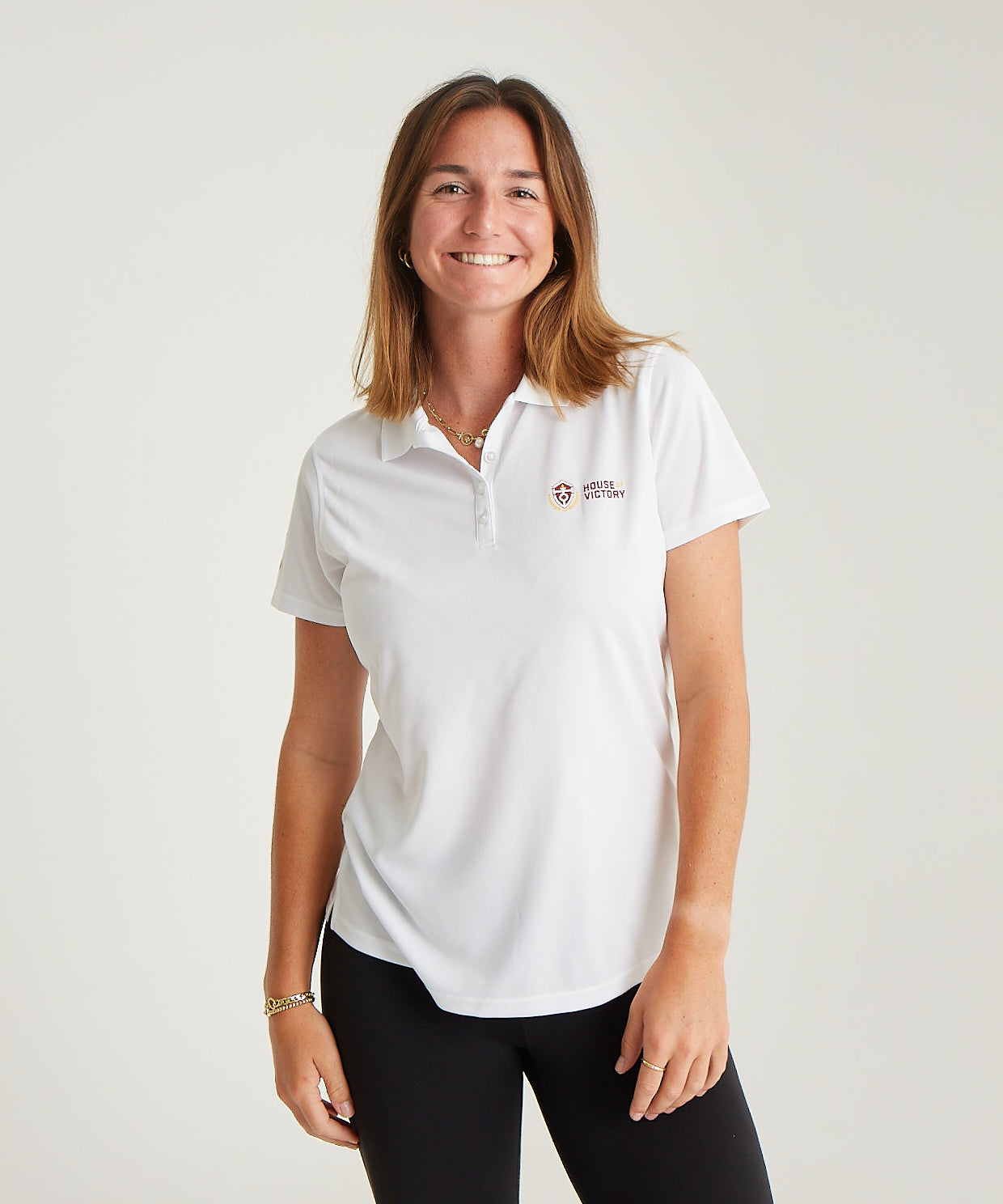 Logo Athletic Ladies Fit Polo White