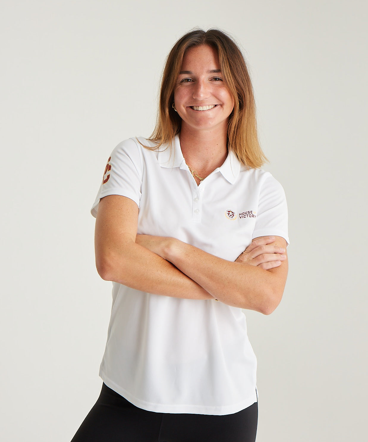 Logo Athletic Ladies Fit Polo White